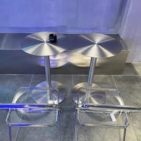 Ensemble de table ronde et de chaises pliantes en acier inoxydable pour café, restaurant coréen