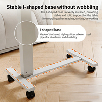Table de chevet mobile avec porte-gobelets et roulettes verrouillables, bureau à hauteur réglable pneumatiquement pour utilisation à domicile avec ordinateur portable et pour les études