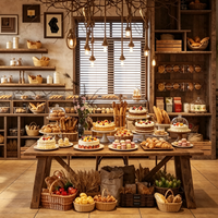 Usine personnalisé en bois massif café vitrine LED pour point de vente de luxe design d'intérieur
