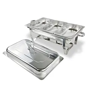 Juego de Recipientes para Buffet de Lujo para Hoteles y Restaurantes, Juego de Recipientes para Buffet de Acero Inoxidable con Calentador de Alcohol de 9L - Product Image 5