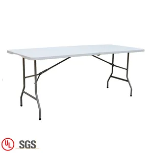 Precio de fábrica, mesa plegable, 180cm, Fiesta en el jardín al aire libre, banquete, 6 pies, mesa plegable de plástico blanco para eventos