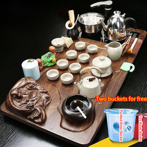 Bandeja De Chá De Madeira Tradicional Chinesa De Venda Quente Com Todos Os Panelas De Chá e Copos De Água Automática Recarga Kongfu Mesa De Chá - Product Image 3