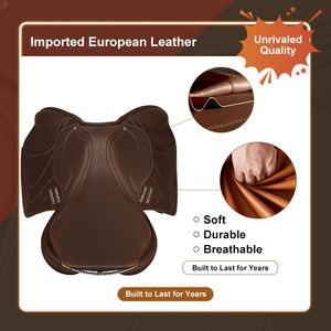 Amman hakiki deri İngilizce atlama eyer Premium el yapımı binicilik eyer siyah kahverengi 17 18 inç - Product Image 2