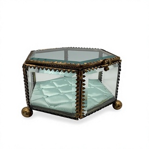 Caja de Joyería de Estilo Vintage, Hecha a Mano, de Metal y Vidrio, Forma de Cubo, Artículos para Regalo, Precio Económico, Caja Elegante para Regalos - Product Image 1
