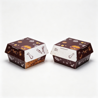Boîte à hamburger en carton blanc compostable tendance, logo personnalisé, conception OEM, boîte à emporter pour hamburger écologique, prix de gros