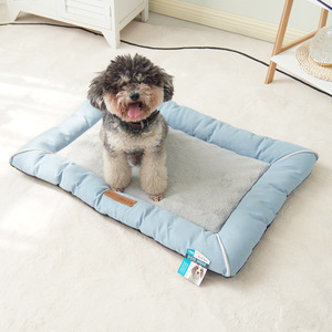 Tapis de lit pour animaux de compagnie bicolore, rectangulaire, avec housse amovible, coussin de couchage pour chien, tapis de sol d'hiver, lavable, rembourrage en fibre de polyester - Product Image 2