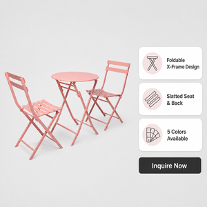 Wholesale Folding Metal Table and Chairs <strong>Set</strong> 3 Piece Outdoor <strong>Bistro</strong> Furniture for Cafe Balcony Garden Patio Courtyard - Product Image 5