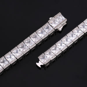 Collier Tennis Hip-Hop pour Homme KRKC 7mm, Plaqué PVD, Coupe Princesse, Diamant Faux Baguette de Laboratoire, Chaîne Tennis Hip-hop Iced Out AAAAA CZ - Product Image 2