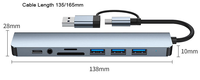 Estación de Acoplamiento Inteligente JustLink 8 en 1 USB 3.0 C, Adaptador Hub de Aluminio Tipo C con Carga PD para Modelos de Ordenador
