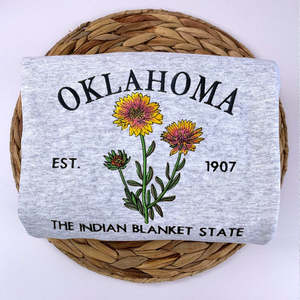 Sudadera o Sudadera con capucha del estado de Oklahoma Regalo bordado-Est 1907 Flor de Manta India - Product Image 2