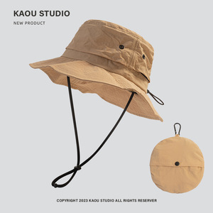 Al Aire Libre Popular resistencia UV Camping gorra logotipo personalizado Unisex pescador sombrero senderismo plegable cubo sombrero con cuerda - Product Image 5