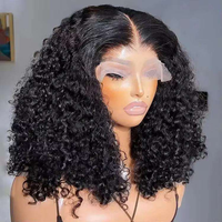 Peluca Bob de Cabello Humano Indio Virgen al por Mayor Hello Hair HD para Frontal de Encaje, Doble Trama, Encaje Transparente, Pelucas de Cabello Humano para Mujeres Negras
