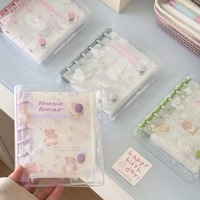 Carpeta A7 de Estilo Coreano con Cubierta Suave, Doble Hebilla, PVC Transparente, 6 Anillas, Porta Tarjetas de Fotos para Álbum, Decoración de Uñas