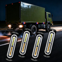 Feux de voiture 24V ultra-minces à 12 LED, feux latéraux rouge bleu blanc jaune, tout-terrain pour voitures, camions, remorques, feux stroboscopiques, feux d'avertissement