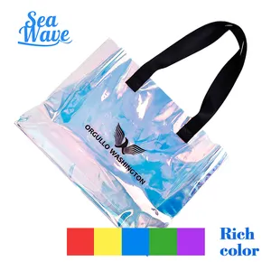 Laser tote bag,clear laser PVC transparent tote hand bag,PVC tote bag laser PVC beauty shopping tote fashion