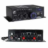 Amplificateur Bluetooth AK-380 avec télécommande, amplificateur 2.0 CH HiFi stéréo, récepteur audio FM pour haut-parleurs passifs, voiture, bar