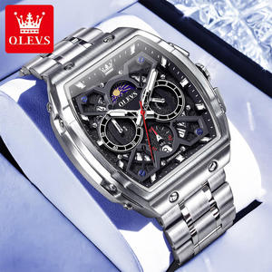   Montre à quartz pour homme avec logo personnalisé OEM, en acier inoxydable, multifonctionnelle, phase lunaire, chronographe, calendrier, luminescente - Product Image 1