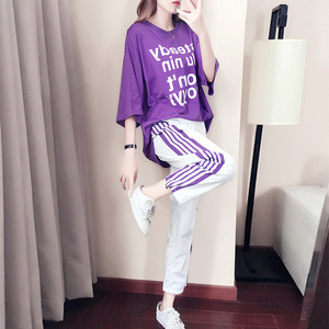 Women's Casual Sports Suit Set Loose Wide Leg Pants Two Piece Breathable Summer Outfit - Product Image 4