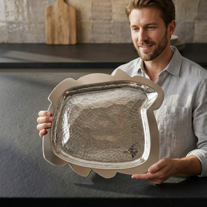 Wabi Sabi tray Organic Shape tray Designer Nordic Hotel Horeca Hotel Room Tray Restaurant Irregular Stoneware Serving <b>Platter</b> - Product Image 6