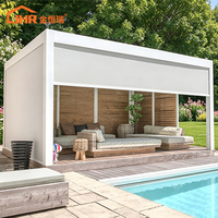 Pergola bioclimatique moderne en aluminium avec toit à lames motorisées, imperméable, pour terrasse extérieure, jardin de villa, luxe