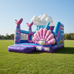 <span class=keywords><strong>Castillo</strong></span> Inflable Temático de Sirena de 18 oz, Trampolín Inflable, Chateau Gonflable, Casa de Brinco Inflable para Niña - Product Image 1