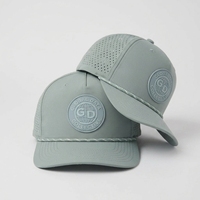 Casquette de baseball snapback personnalisée à 5 panneaux avec logo en caoutchouc découpé au laser 3D, perforée, séchage rapide, pour l'extérieur, motif léopard à pois