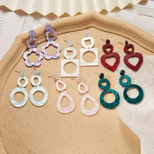 Mode Geometrische Ohrringe Liebe Herzförmige übertriebene hohle Acryl acetat Platte Tropfen Ohrringe für Frauen Mädchen Mode
