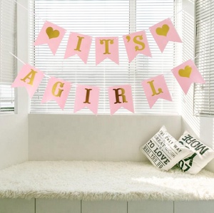 20X16cm Battesimo Baby Shower Ghirlanda Decorazione Di Compleanno Favori di Partito <span class=keywords><strong>È</strong></span> UNA Ragazza Ragazzo Ghirlanda di Carta Bunting Banner - Product Image 2