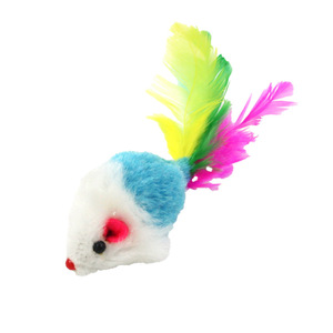 Plush <b>Mouse</b> Cat <b>Toy</b> Colorful Feather Realistic Pet Interactive <b>Toy</b> - Product Image 4