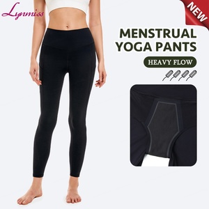 Pantalon de yoga menstruel Lynmiss, long, respirant, réutilisable, taille haute, anti-fuite, extensible dans quatre directions, séchage rapide, léger - Product Image 1