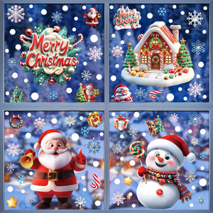 Nuovi <span class=keywords><strong>Adesivi</strong></span> <span class=keywords><strong>Natalizi</strong></span> <span class=keywords><strong>per</strong></span> Vetri con Motivo Casa del Gatto e Fiocchi di Neve <span class=keywords><strong>per</strong></span> Negozi e Centri Commerciali - Product Image 1