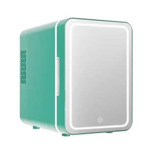 Home Bedroom Portable Thermoelectric Fridge Skincare Cosmetic Mini Fridge With LED Light Mirror