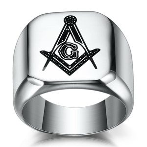 Freemason Logo <b>Cross</b> Stainless Steel <b>Ring</b> 18mm Men's Jewelry Gift Black Gold Color Options - Product Image 2