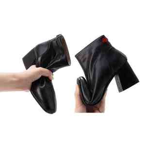Botines gruesos de tacón alto para mujer, botas de <span class=keywords><strong>piel</strong></span> de cabeza cuadrada, para Otoño e Invierno - Product Image 4