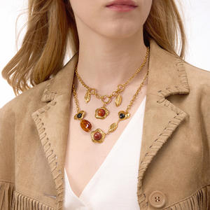 Aksesoris Kalung Resin Perhiasan Baja Tahan Karat untuk Wanita Aksesoris Mewah Ringan Impor Niche - Product Image 1