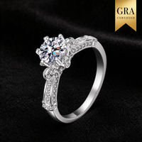 Bague en argent sterling 925 avec moissanite, taille brillant rond, bijoux de fiançailles et de mariage pour femme, vente en gros personnalisée