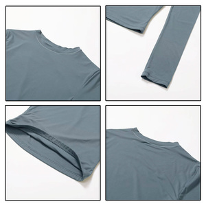 T-shirts de sport pour femmes, coupe ajustée, col rond, manches longues, séchage rapide, respirants, de haute qualité, personnalisés - Product Image 3