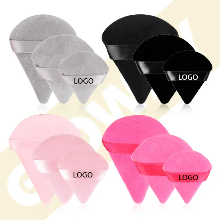 Custom Logo Beauty Make-Up Tool Cosmetische Foundation Spons Roze Poeder Puff Zacht Gezicht Make-Up Spons Fluwelen Driehoek Poederdeeg