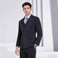 Costume sur mesure 3 pièces pour homme – Veste, pantalon et gilet – Ensemble de costume formel d'affaires rayé croisé coupe ajustée pour mariage