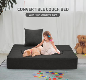 Black Modern <b>Floor</b> <b>Sofa</b> Bed Fabric Lazy Couch Boucle Upholstered Lounge Seat for Living Room - Product Image 6