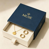 Boîte d'emballage à bijoux haut de gamme personnalisée avec logo, couvercle coulissant, revêtement UV, gaufrage et doublure en éponge – Papier rigide pour présentation de bijoux