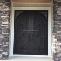 Porte d'entrée double en fer forgé, design grand entrée pour villa et manoir avec système de verrouillage de sécurité