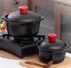 Ensemble de casseroles en céramique minimaliste écologique de haute qualité avec couvercle noir pour <span class=keywords><strong>Dolsot</strong></span> <span class=keywords><strong>Bibimbap</strong></span> et soupe Hot Pot - Product Image 2