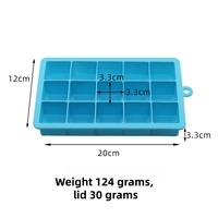 Bac à glaçons réutilisable en silicone à 15 compartiments pour l'été, qualité alimentaire, pour la fabrication de petits glaçons carrés à la maison