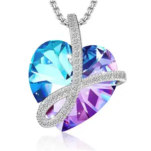 Collier pendentif coeur avec lettre d'étoile de David pierre précieuse diamant breloque gros lien naissance fleur chaîne en cuir pour collier