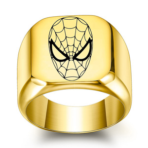 Spider-Man Mask 304 Stainless Steel <b>Ring</b> 18mm Square Men's Fashion Jewelry Gift - Product Image 1