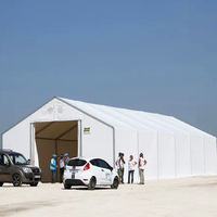 Abri de stockage extérieur simple en métal et PVC 40' x 60' à double treillis, structure en acier, résistant aux vents forts et aux fortes tempêtes de neige toute saison