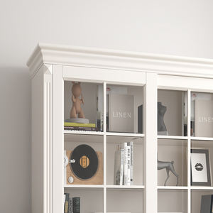 Libreria in legno massello a 2 porte armadietto scorrevole combinazione libreria con porta in vetro bianco armadietto in legno - Product Image 4