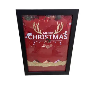 Venda quente barato personalizado boa qualidade Feliz Natal promoção digital parede cartaz impressão com moldura de madeira