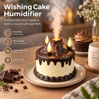Humidificateur Gâteau des Vœux pour Cadeau de Fêtes 280ml USB, Humidificateur d'Air Portable avec Lumière Ambiante 7 Couleurs, Certifié CE Rohs Fcc